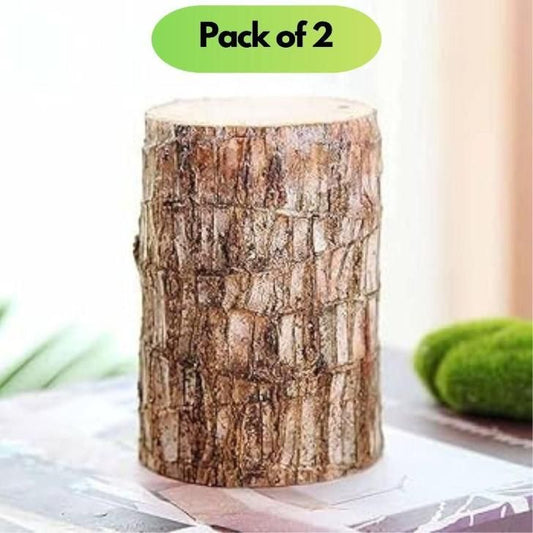 Brazilian Lucky Wood Mini Plant Decoration Set with Monk Figurine